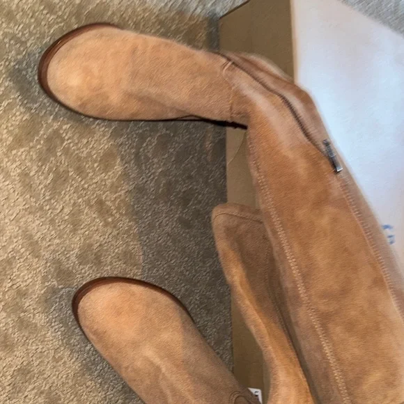 UGG Ava Tall Water Resistant Suede Heeled Boots — Chestnut - Picture 10 of 10